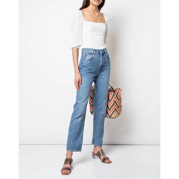 Reformation Jeans Womens 28 Cynthia High Rise Straight Crop Colorado Blue Retro